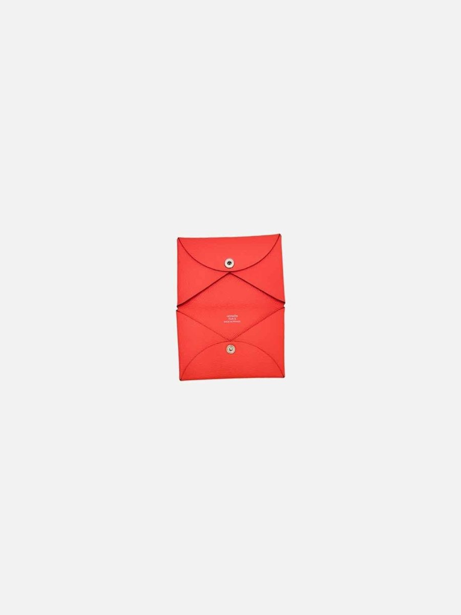 Pre - loved HERMES Calvin Duo Compact Red Card Holder at Reems Closet