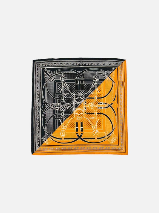 Pre - loved HERMES Carre 55 Orange & Black Scarf at Reems Closet