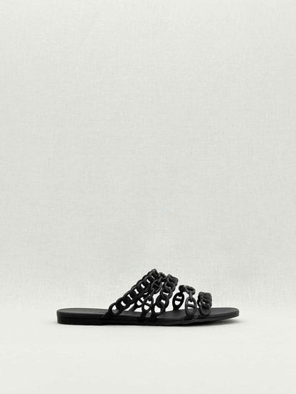 Pre - loved HERMES Chaine d'Ancre Black Size EU 38 Slides at Reems Closet