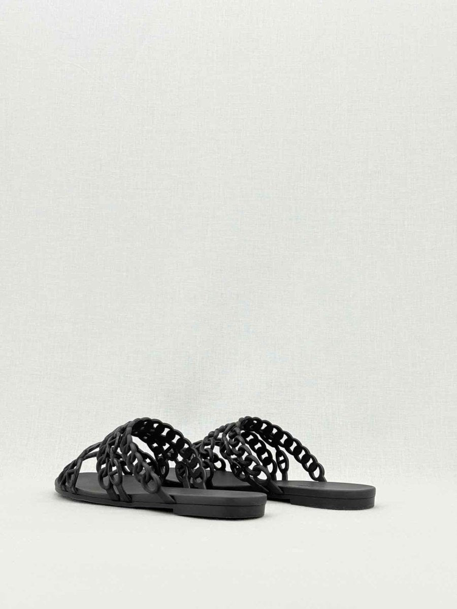 Pre - loved HERMES Chaine d'Ancre Black Size EU 38 Slides at Reems Closet