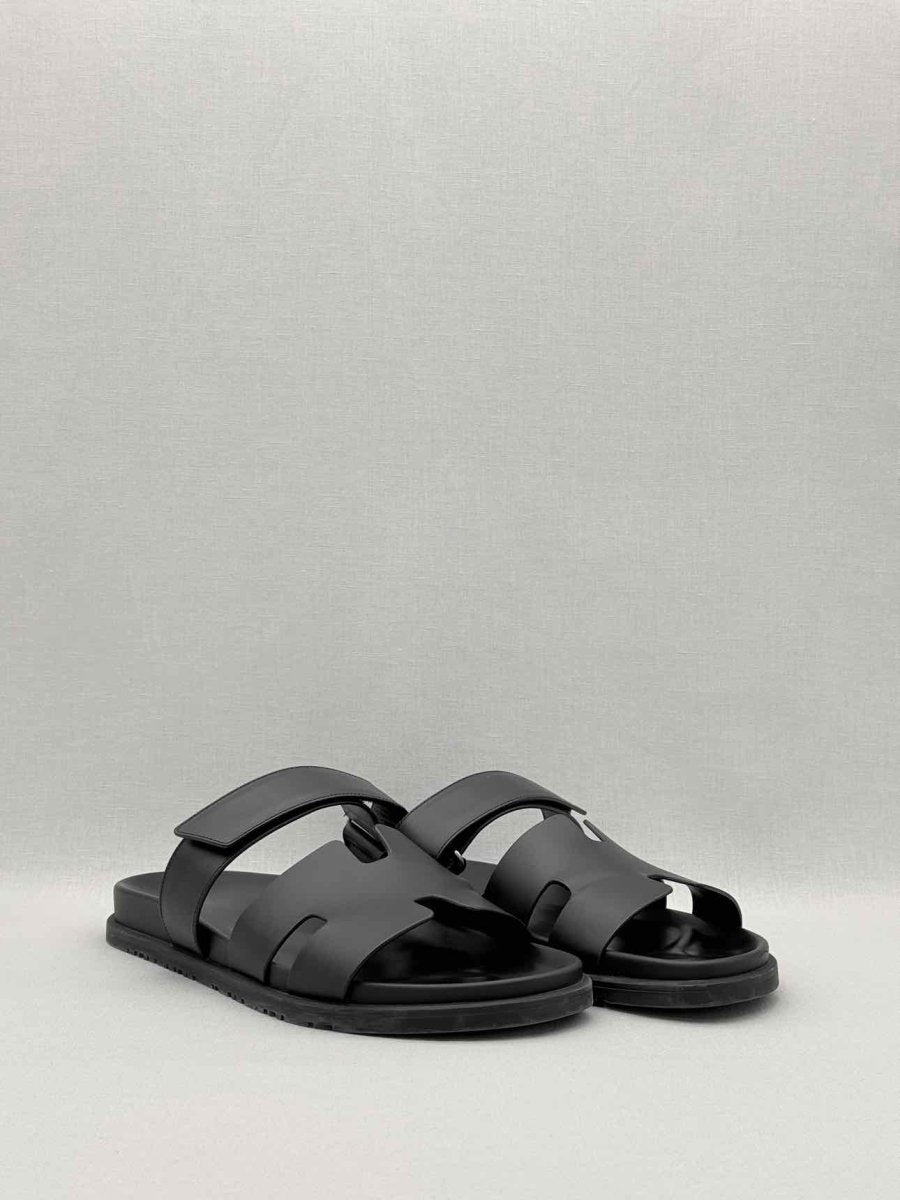 Pre-loved HERMES Chypre Black Size EU 45 Sandals at Reems Closet
