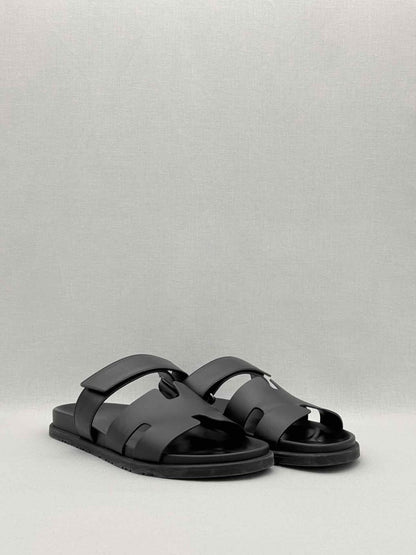 Pre-loved HERMES Chypre Black Size EU 45 Sandals at Reems Closet