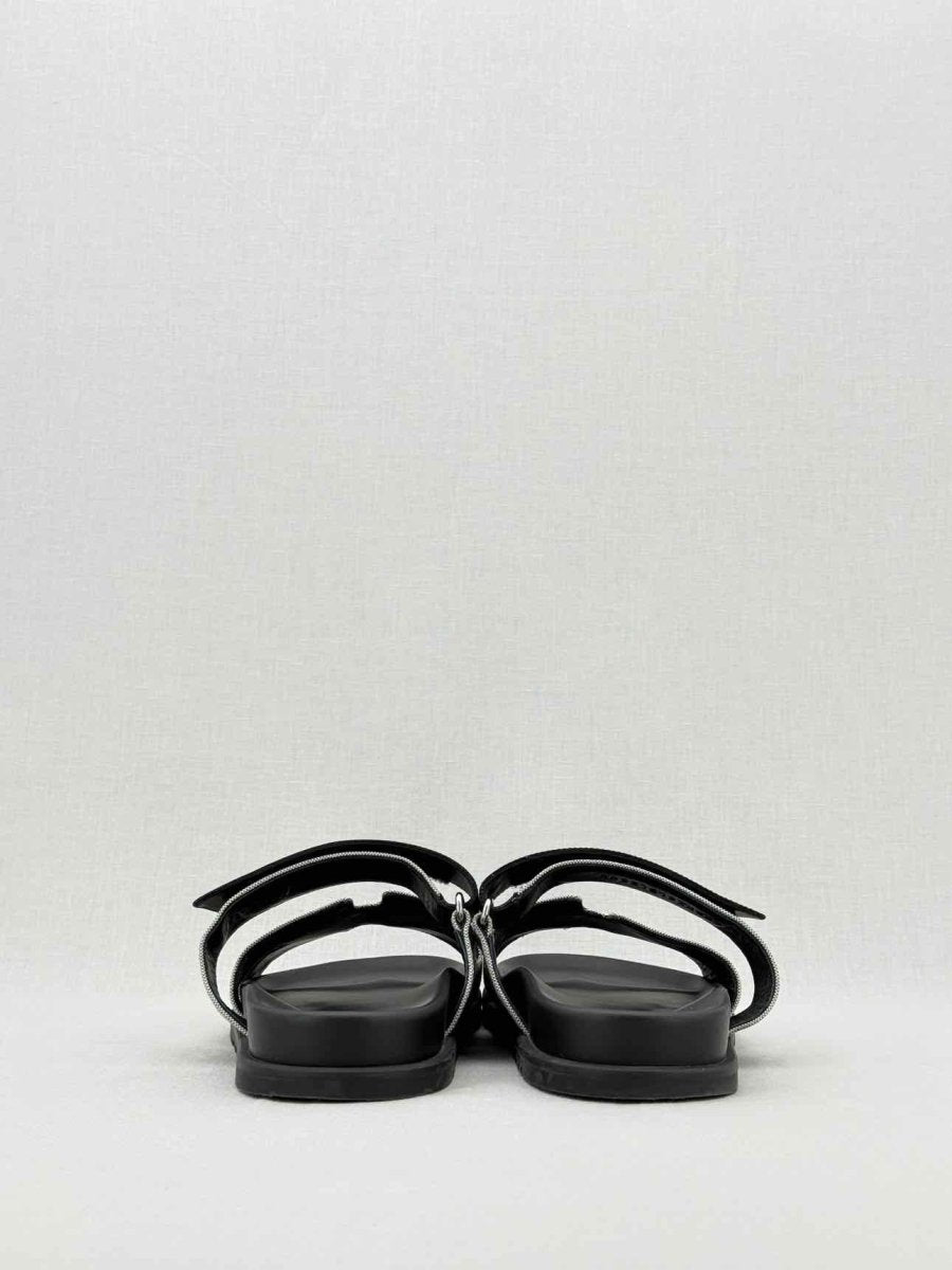 Pre - loved HERMES Chypre Grey & Black Size EU 40 Sandals at Reems Closet