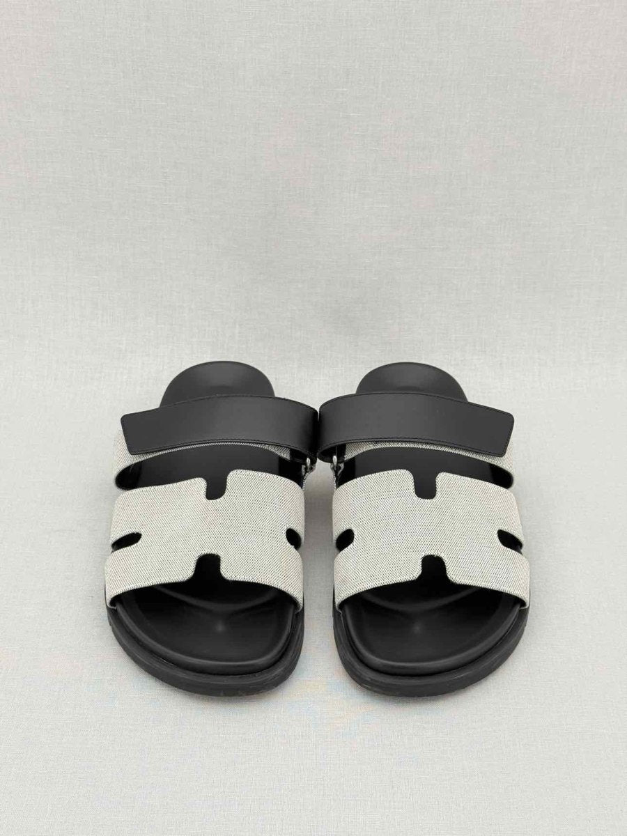 Pre - loved HERMES Chypre Grey & Black Size EU 40 Sandals at Reems Closet