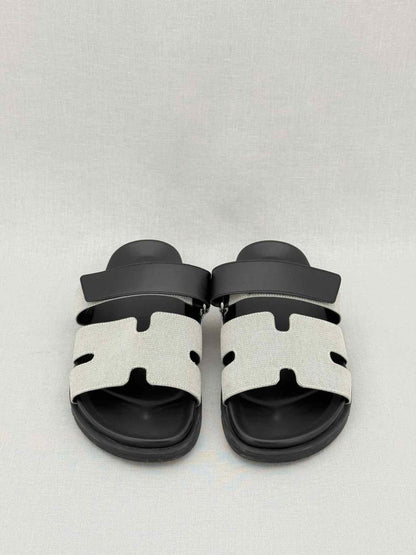 Pre - loved HERMES Chypre Grey & Black Size EU 40 Sandals at Reems Closet