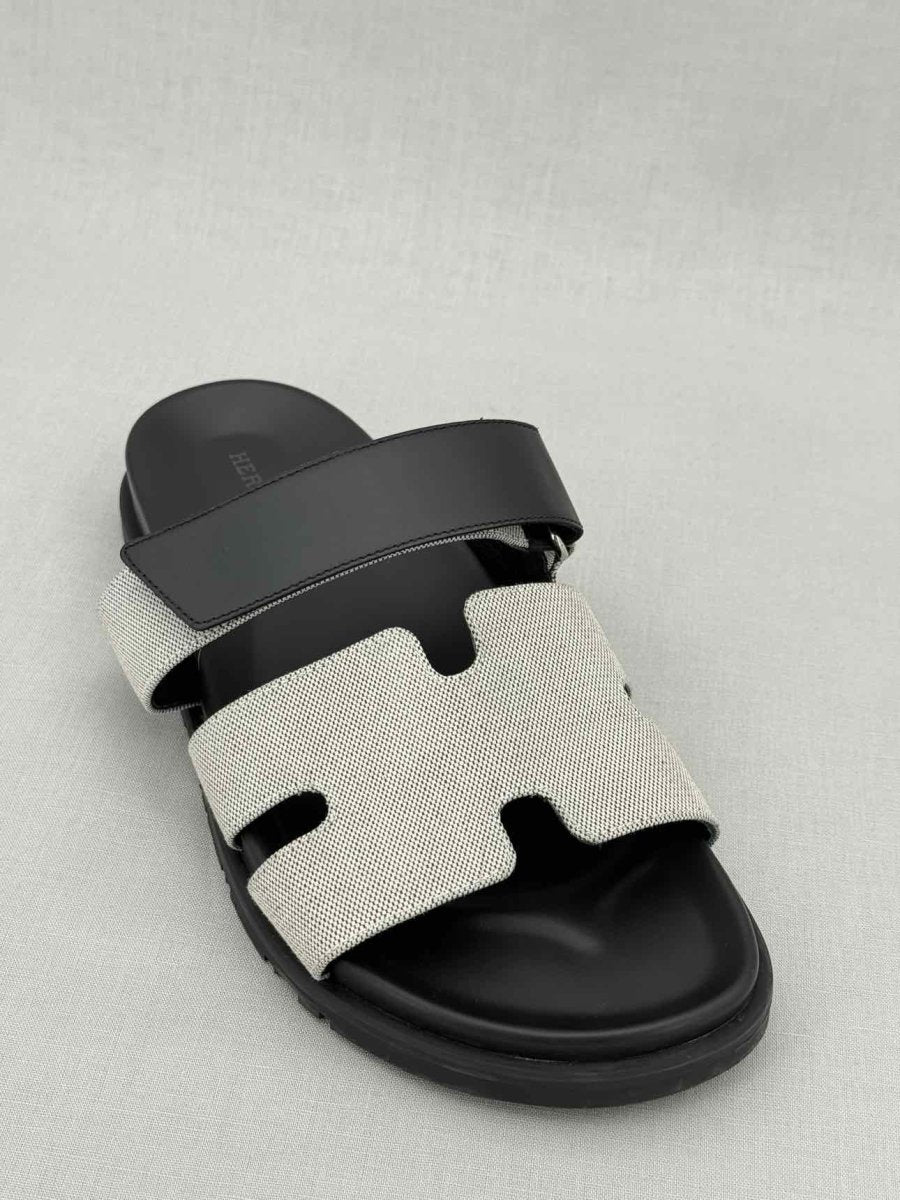 Pre - loved HERMES Chypre Grey & Black Size EU 40 Sandals at Reems Closet
