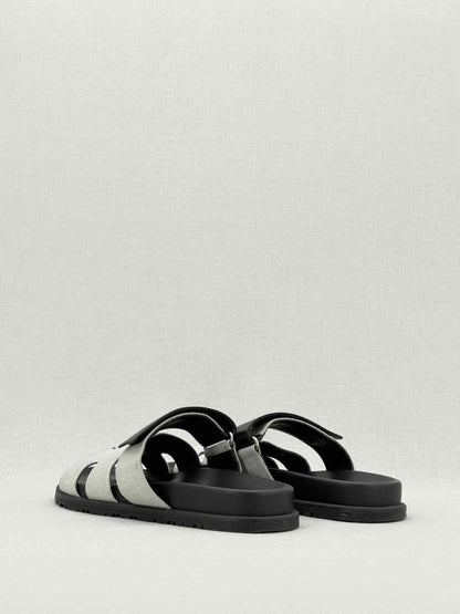 Pre - loved HERMES Chypre Grey & Black Size EU 40 Sandals at Reems Closet