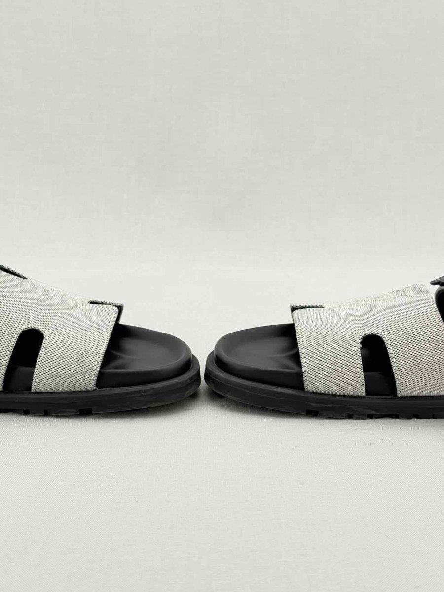 Pre - loved HERMES Chypre Grey & Black Size EU 40 Sandals at Reems Closet