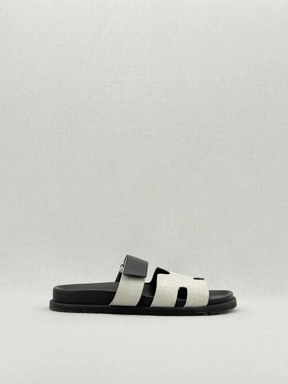 Pre - loved HERMES Chypre Grey & Black Size EU 40 Sandals at Reems Closet