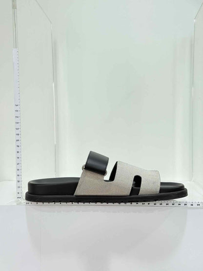 Pre - loved HERMES Chypre Grey & Black Size EU 40 Sandals at Reems Closet