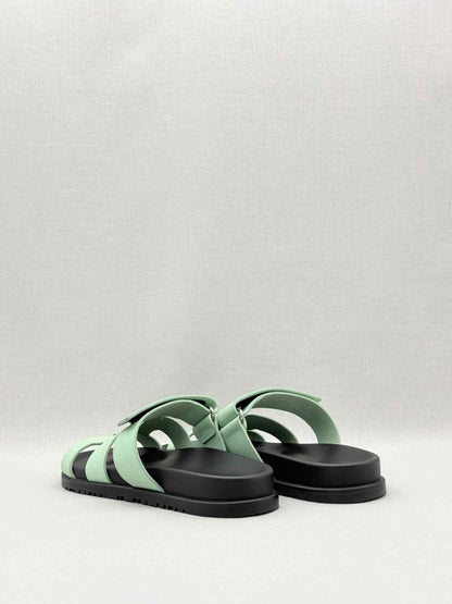 Pre-loved HERMES Chypre Mint Green Size EU 38 Sandals at Reems Closet