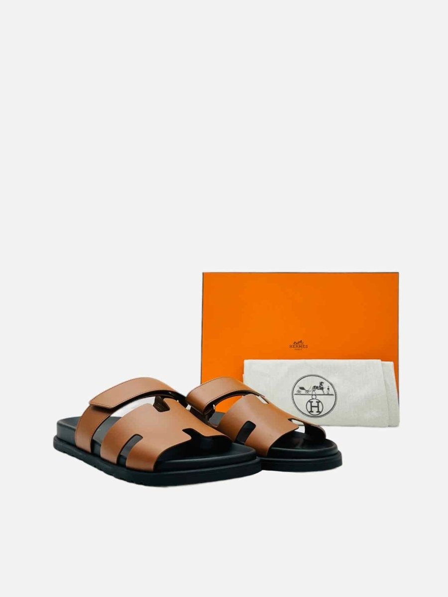 Pre - loved HERMES Chypre Naturel Sandals at Reems Closet