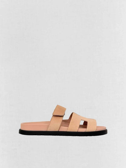 Pre - loved HERMES Chypre Peach Size EU 37.5 Sandals at Reems Closet