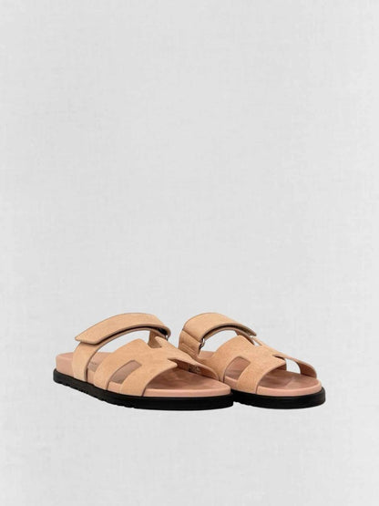 Pre - loved HERMES Chypre Peach Size EU 37.5 Sandals at Reems Closet
