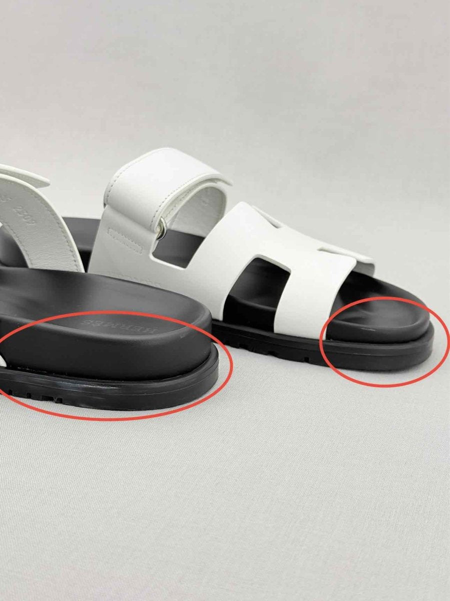 Pre - loved HERMES Chypre White Size EU 38.5 Sandals at Reems Closet