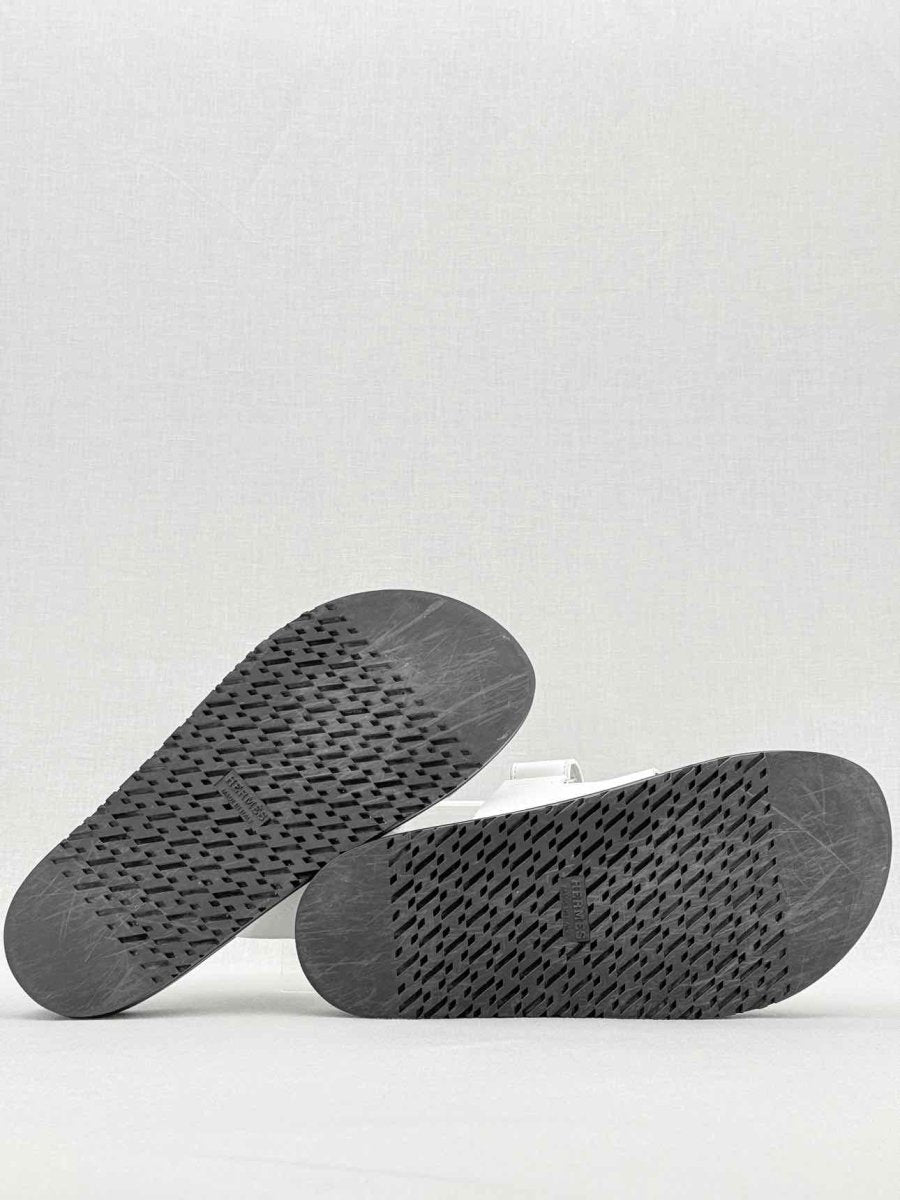 Pre - loved HERMES Chypre White Size EU 38.5 Sandals at Reems Closet