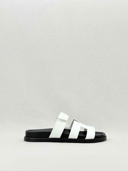 Pre - loved HERMES Chypre White Size EU 38.5 Sandals at Reems Closet
