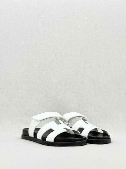 Pre - loved HERMES Chypre White Size EU 38.5 Sandals at Reems Closet