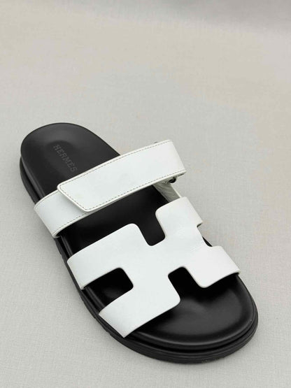 Pre-loved HERMES Chypre White Size EU 38.5 Sandals at Reems Closet