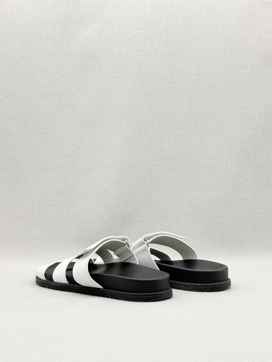 Pre-loved HERMES Chypre White Size EU 38.5 Sandals at Reems Closet