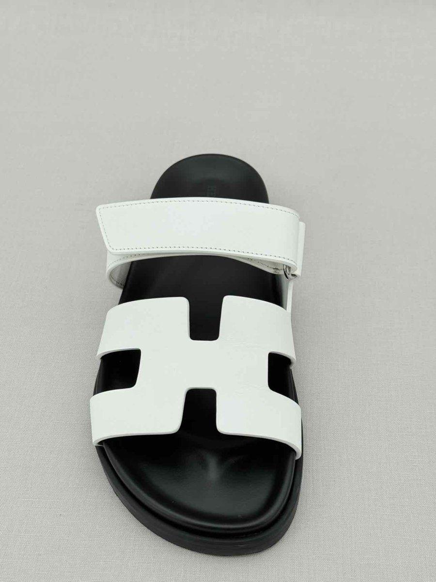 Pre - loved HERMES Chypre White Size EU 38.5 Sandals at Reems Closet