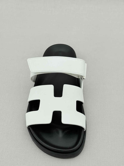 Pre - loved HERMES Chypre White Size EU 38.5 Sandals at Reems Closet