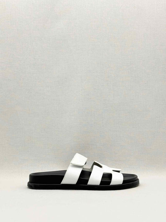 Pre-loved HERMES Chypre White Size EU 38.5 Sandals at Reems Closet