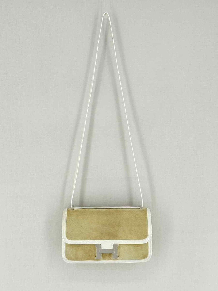 Pre - loved HERMES Constance Beige & White Crossbody at Reems Closet