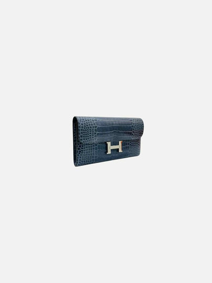 Pre - loved HERMES Constance Blue Continental Wallet at Reems Closet