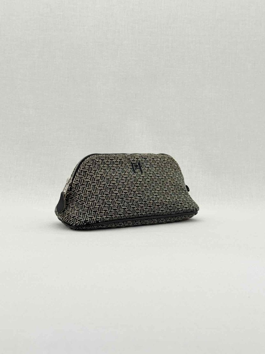 Pre - loved HERMES Cosmetic Black & White Small H Jacquard Pouch at Reems Closet