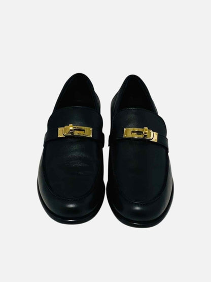 Pre - loved HERMES Destin Black Loafers 36.5 at Reems Closet