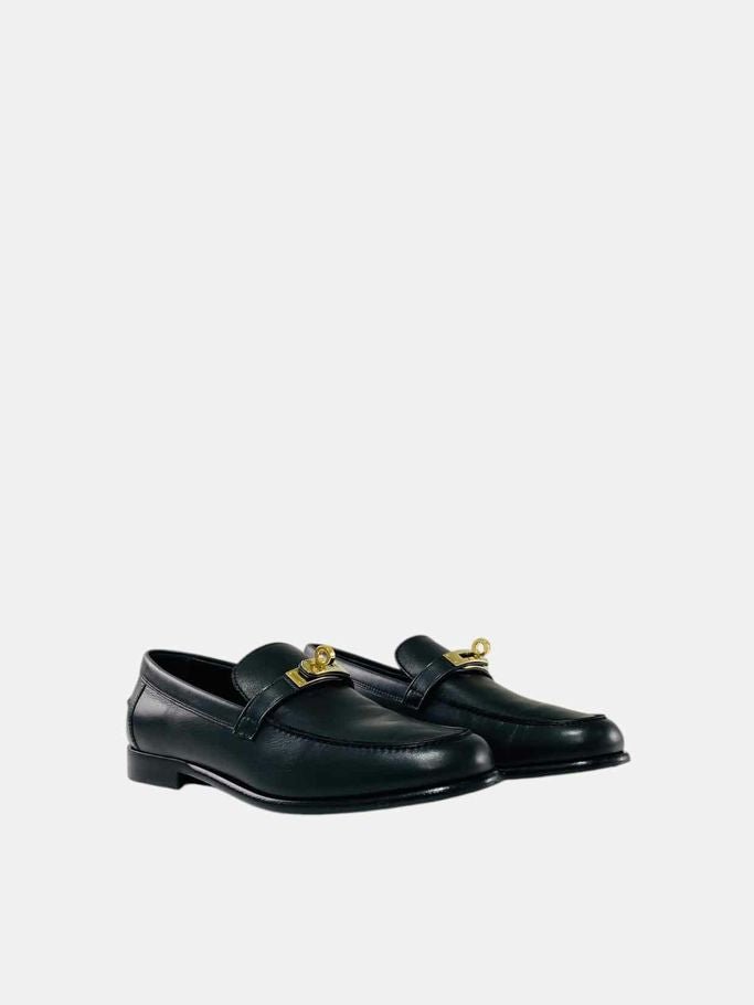 Pre - loved HERMES Destin Black Loafers 36.5 at Reems Closet