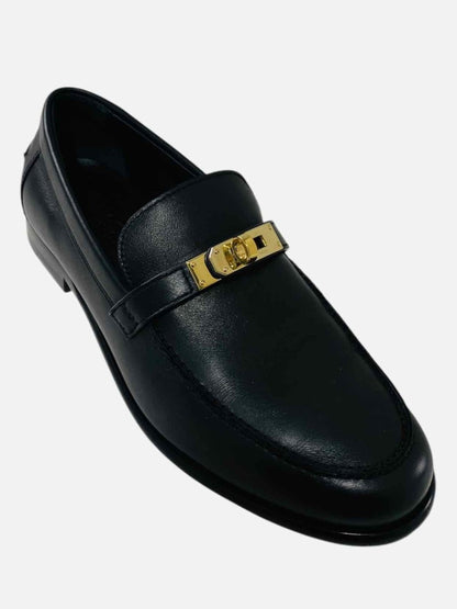 Pre - loved HERMES Destin Black Loafers 36.5 at Reems Closet