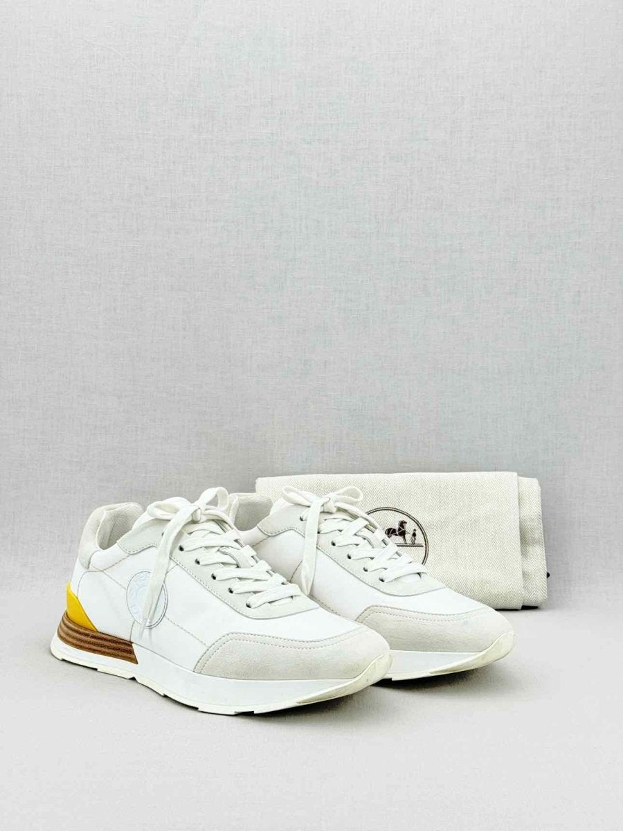 Pre - loved HERMES Drive White & Grey Size EU 39 Sneakers at Reems Closet