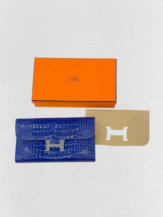 Pre - loved HERMES Electric Blue Continental Wallet at Reems Closet