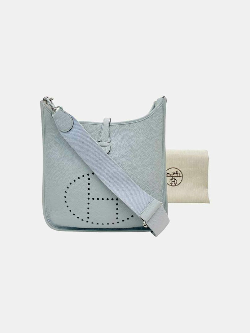 Pre - loved HERMES Evelyn Pale Blue Crossbody at Reems Closet