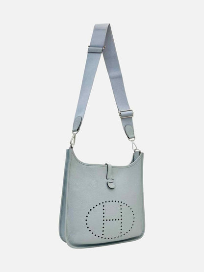 Pre - loved HERMES Evelyn Pale Blue Crossbody at Reems Closet