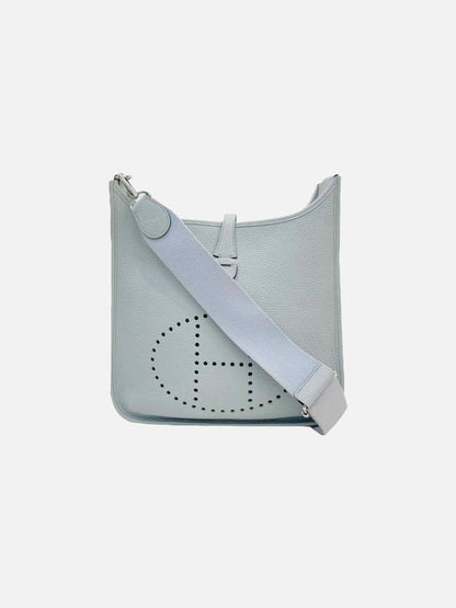 Pre - loved HERMES Evelyn Pale Blue Crossbody at Reems Closet