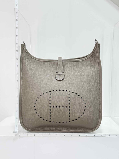 Pre - loved HERMES Evelyn Taupe Shoulder Bag at Reems Closet
