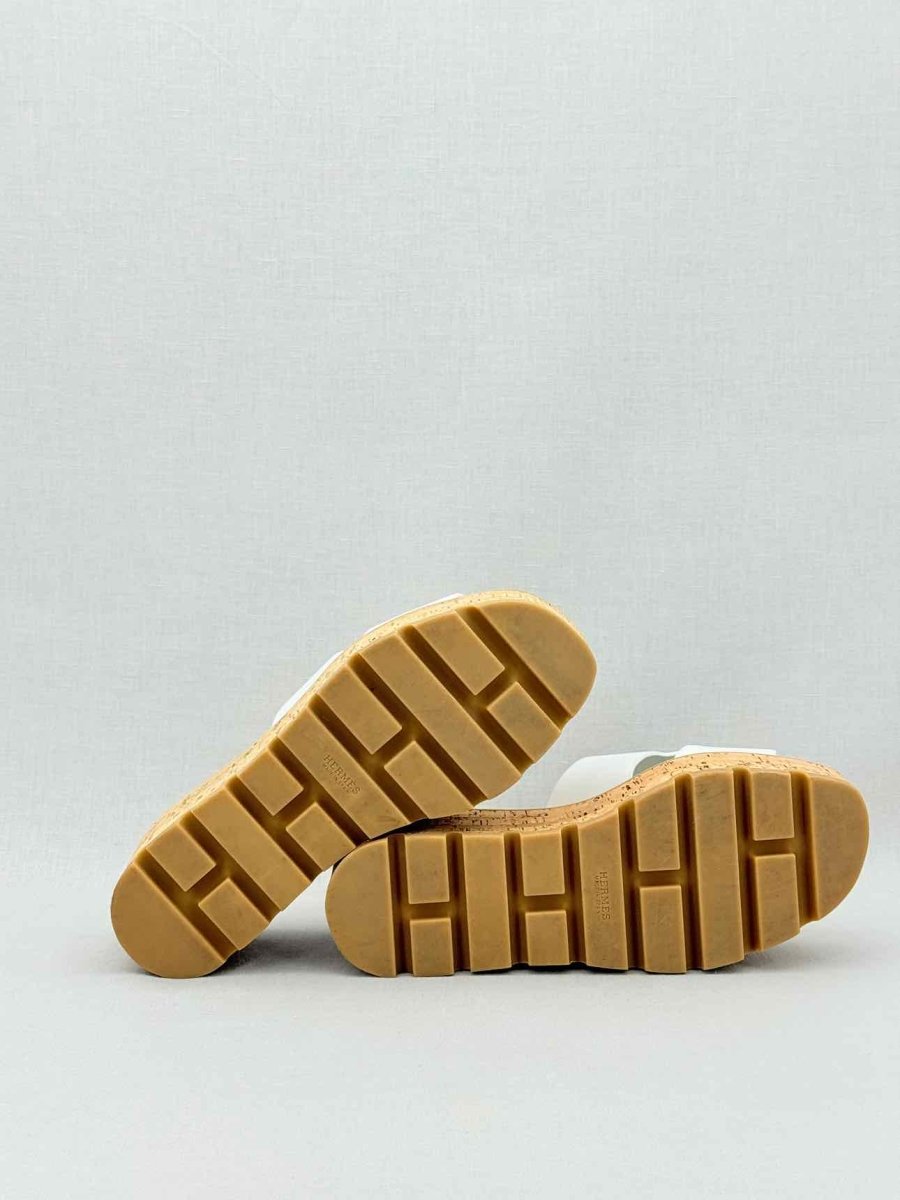 Pre - loved HERMES Eze White Size EU 38 Platform Sandals at Reems Closet