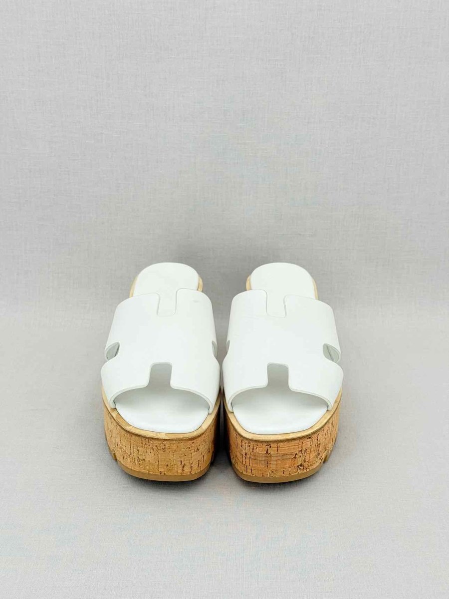 Pre - loved HERMES Eze White Size EU 38 Platform Sandals at Reems Closet