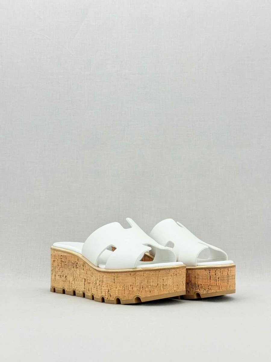 Pre - loved HERMES Eze White Size EU 38 Platform Sandals at Reems Closet