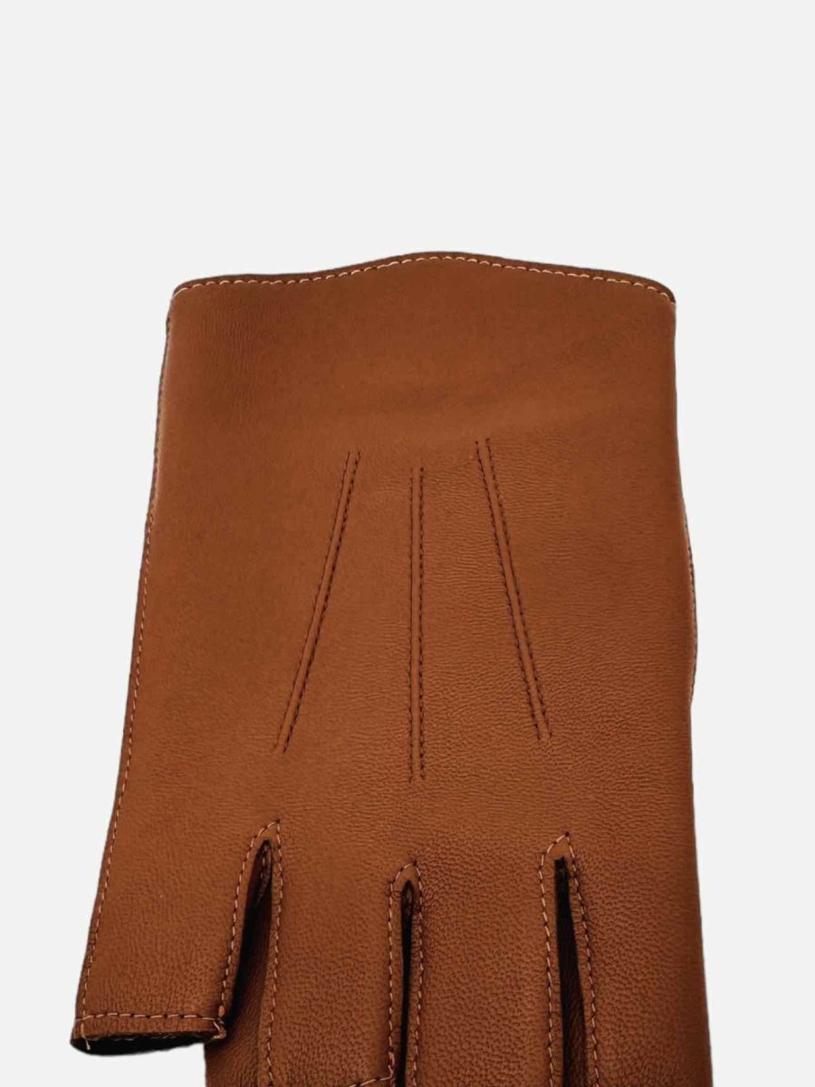 Pre - loved HERMES Fingerless Brown Gloves at Reems Closet