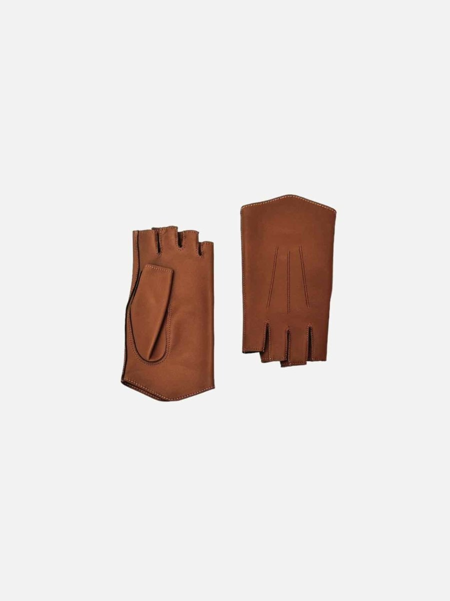 Pre - loved HERMES Fingerless Brown Gloves at Reems Closet