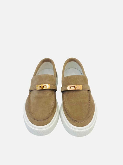 Pre - loved HERMES Game Slip - On Beige Sneakers at Reems Closet