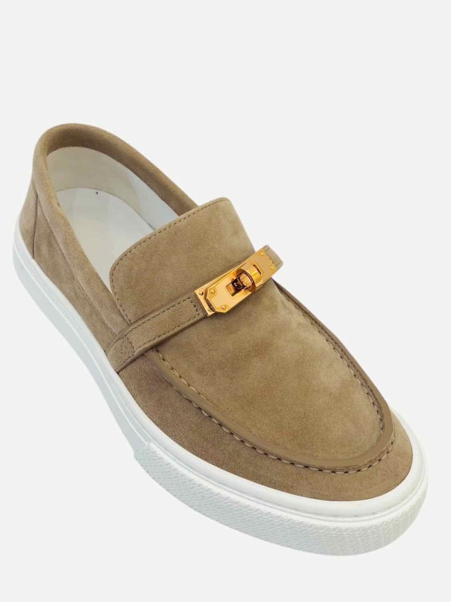 Pre - loved HERMES Game Slip - On Beige Sneakers at Reems Closet