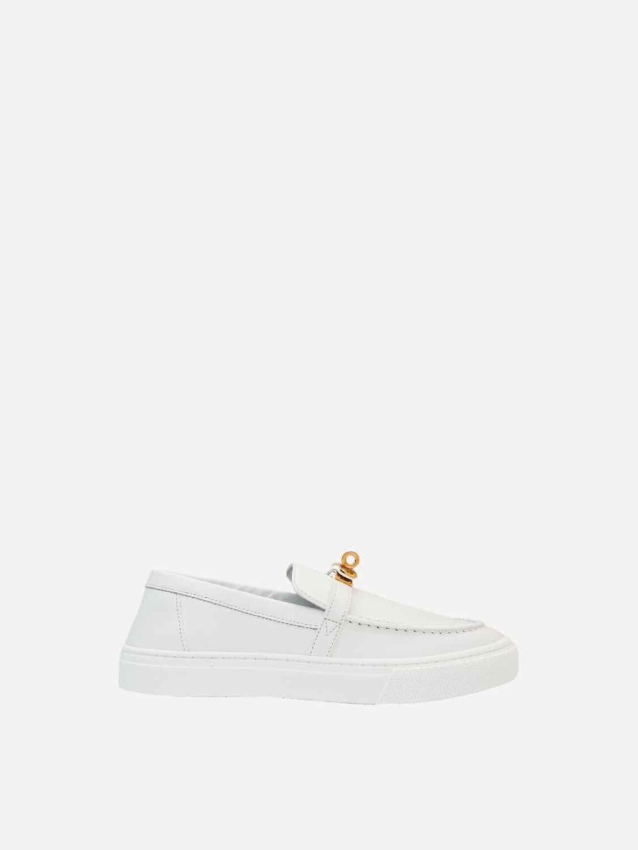 Pre - loved HERMES Game Slip - On White Sneakers at Reems Closet