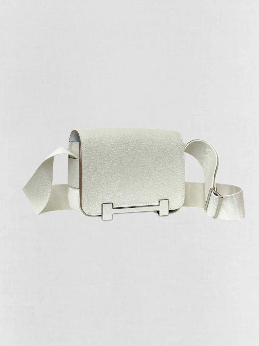 Pre - loved HERMES Geta White Crossbody at Reems Closet
