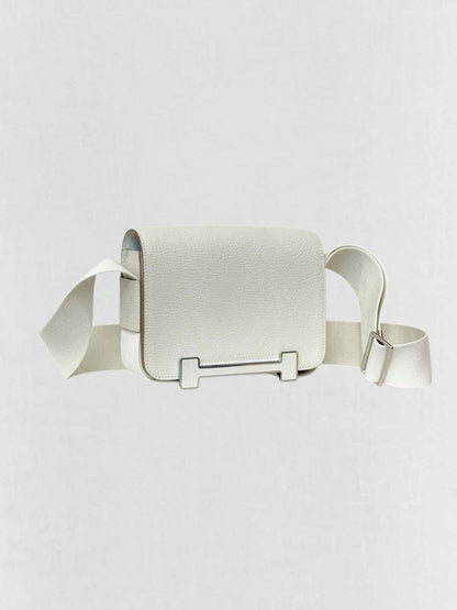 Pre - loved HERMES Geta White Crossbody at Reems Closet