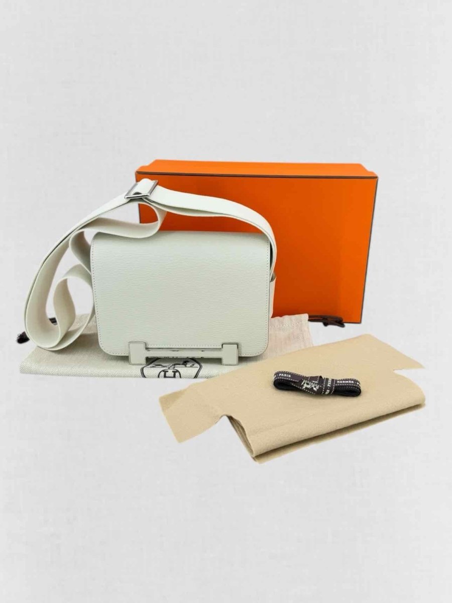 Pre - loved HERMES Geta White Crossbody at Reems Closet